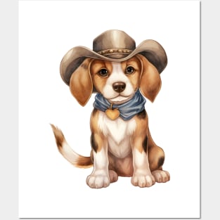 Cowboy Beagle Dog Posters and Art